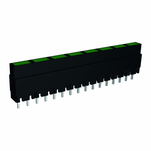 Mini-Line LED-Zeile 4-fach, Gehäuse schwarz, 4x2mm-LEDs, 9,0mm Höhe, Rot
