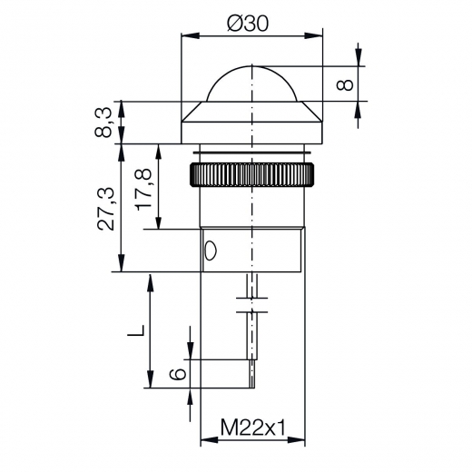 Melde-Leuchte GRÜN 24V, EinbauØ 22mm