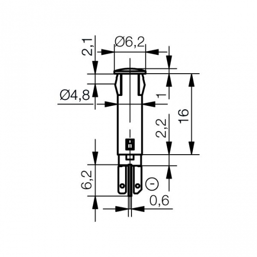 Symbolleuchte, Kopf RUND EBØ5mm grün 6/7V DC