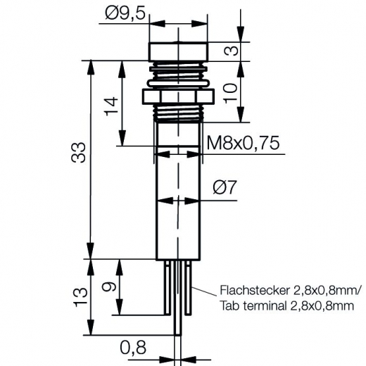 LED-Signalleuchte EBØ8 GRÜN 24/28V DC(AC)