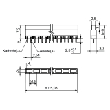 Mini-Line LED-Zeile 10-fach, Gehäuse weiss, 4x2mm-LEDs, 9,0mm Höhe, Gelb