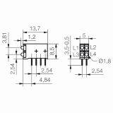 LED-Block L1=gelb L2=grün L3=rot L4=rot
