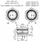 LED-Leuchte Ø30mm GRÜN, 12V DC (AC), IP67
