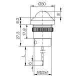 Melde-Leuchte GRÜN 24V, EinbauØ 22mm