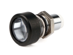 RTM 5060 LED-Fassung mit Linsen-Optik, Gehäuse glanzchrom, Kappe schwarzchrom, für LEDs Ø5mm, IP 67