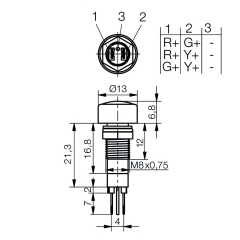 LED-Signalleuchte EBØ8 ROT/GRÜN 24/28V DC IP67